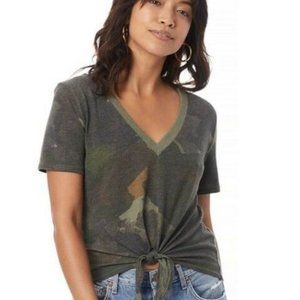 Camo V-Neck T-shirt with Tie